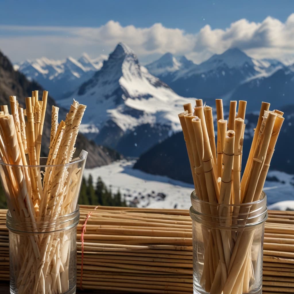 A mix of rice straws, bamboo straws and reed straws